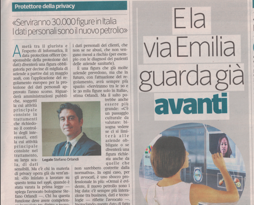 “Serviranno 30.000 figure in Italia”: privacy e nuove professioni, il commento dell’Avv.Stefano Orlandi su Corriere Imprese